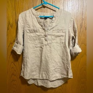 Ann Taylor Small Petite 100% Linen Shirt